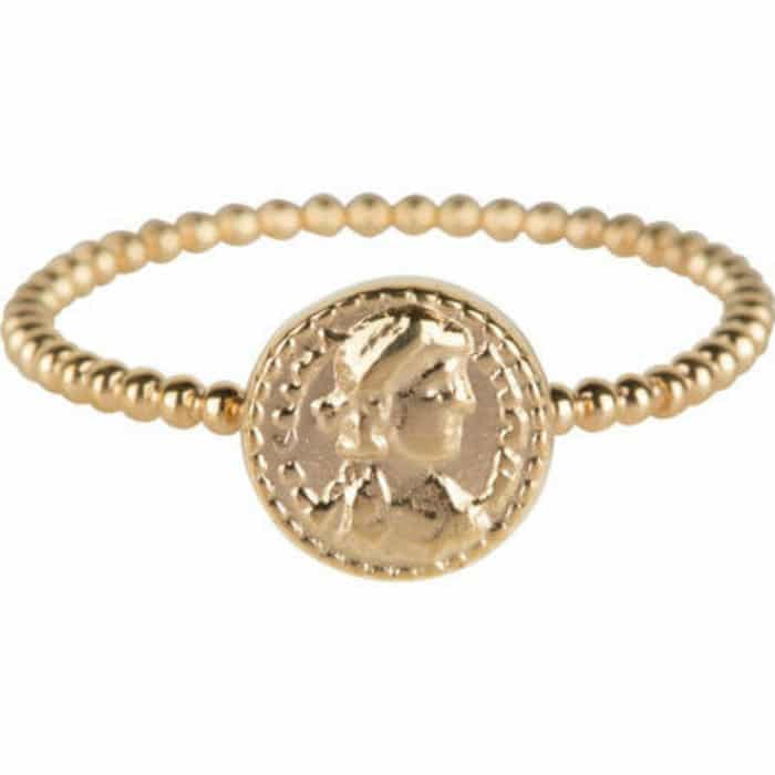 טבעת צ'רמינס זהב עם דוגמת מטבע רומי עתיק