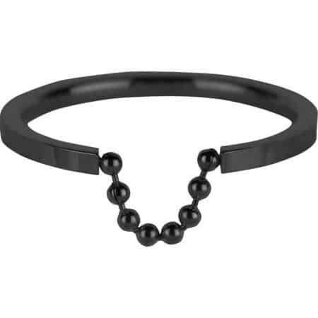 טבעת צ'רמינס שחורה עם שרשרת כדורונים גמישה